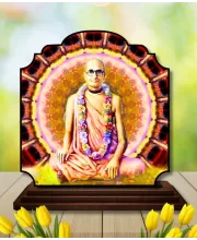 Car Dashboard/Table Top Srila Bhaktisiddhanta Saraswati Thakura Wooden Rectangle Photo Stand  3x4 Inches, Compact & Stylish Spiritual Display For Car, Home & Office (Pack Of 1) (F22324)
