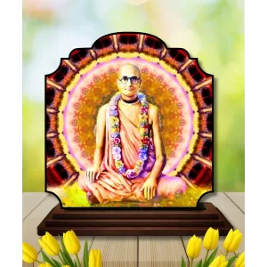 Car Dashboard/Table Top Srila Bhaktisiddhanta Saraswati Thakura Wooden Rectangle Photo Stand  3x4 Inches, Compact & Stylish Spiritual Display For Car, Home & Office (Pack Of 1) (F22324)