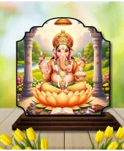 Car Dashboard/Table Top Lord Ganesha Wooden Rectangle Photo Stand  3x4 Inches, Compact & Stylish Spiritual Display For Car, Home & Office (Pack Of 1) (F22327)