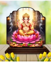 Car Dashboard/Table Top Lord Ganesha Wooden Rectangle Photo Stand  3x4 Inches, Compact & Stylish Spiritual Display For Car, Home & Office (Pack Of 1) (F22329)