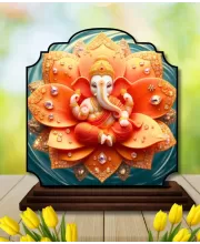 Car Dashboard/Table Top Lord Ganesha Wooden Rectangle Photo Stand  3x4 Inches, Compact & Stylish Spiritual Display For Car, Home & Office (Pack Of 1) (F22331)