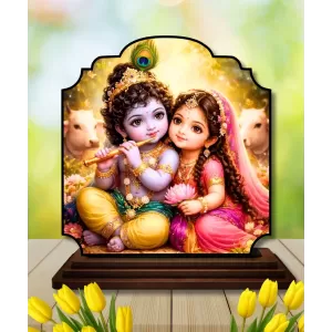 Car Dashboard/Table Top Radha Krishna Wooden Rectangle Photo Stand 3x4 Inches, Compact & Stylish Spiritual Display For Car, Home & Office (Pack Of 1) (F22333) Car Dashboard/Table Top Radha Krishna Wooden Rectangle Photo Stand 3x4 Inches, Compact & Stylish Spiritual Display For Car, Home & Office (Pack Of 1) (F22333)