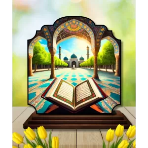 Car Dashboard/Table Top Mucca And Quran Wooden Rectangle Photo Stand  3x4 Inches, Compact & Stylish Spiritual Display For Car, Home & Office (Pack Of 1) (F22334)
