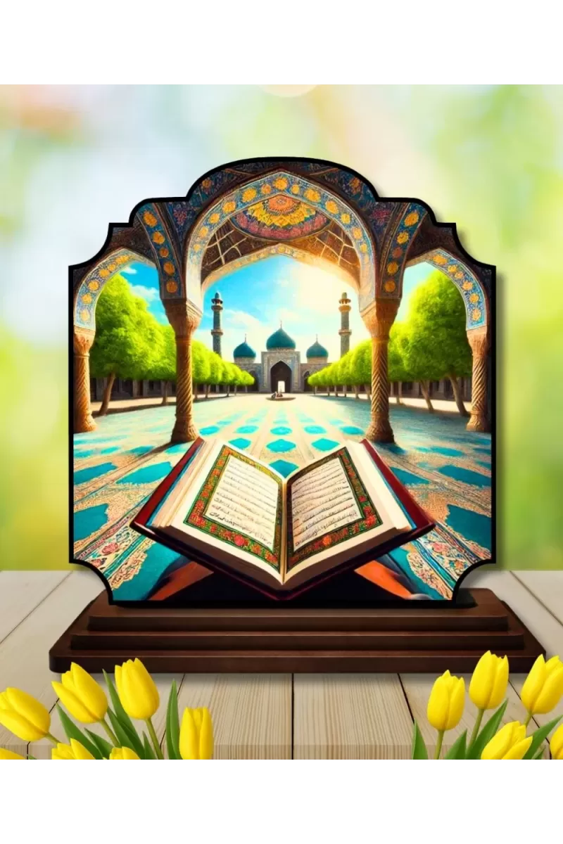 Car Dashboard/Table Top Mucca And Quran Wooden Rectangle Photo Stand  3x4 Inches, Compact & Stylish Spiritual Display For Car, Home & Office (Pack Of 1) (F22334)