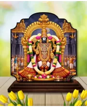 Car Dashboard/Table Top Lord Balaji Wooden Rectangle Photo Stand  3x4 Inches, Compact & Stylish Spiritual Display For Car, Home & Office (Pack Of 1) (F22336)