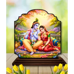 Car Dashboard/Table Top Radha Krishna Wooden Rectangle Photo Stand 3x4 Inches, Compact & Stylish Spiritual Display For Car, Home & Office (Pack Of 1) (F22339) Car Dashboard/Table Top Radha Krishna Wooden Rectangle Photo Stand 3x4 Inches, Compact & Stylish Spiritual Display For Car, Home & Office (Pack Of 1) (F22339)