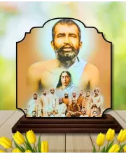 Car Dashboard/Table Top Ramakrishna Paramahamsa And Sarada Devi Gurus Wooden Rectangle Photo Stand  3x4 Inches, Compact & Stylish Spiritual Display For Car, Home & Office (Pack Of 1) (F22340)