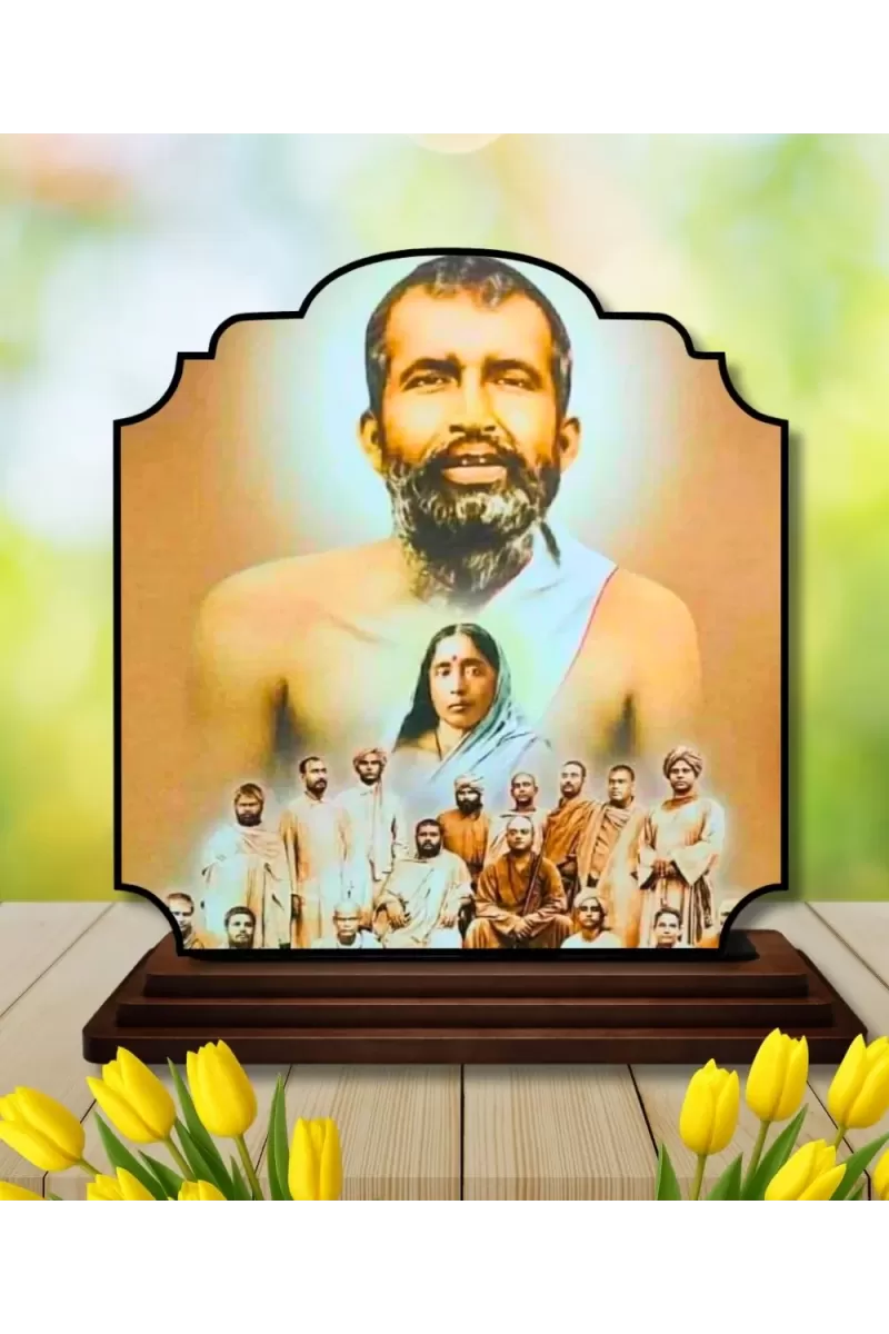 Car Dashboard/Table Top Ramakrishna Paramahamsa And Sarada Devi Gurus Wooden Rectangle Photo Stand  3x4 Inches, Compact & Stylish Spiritual Display For Car, Home & Office (Pack Of 1) (F22340)