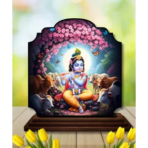 Car Dashboard/Table Top Lord Krishna Wooden Rectangle Photo Stand 3x4 Inches, Compact & Stylish Spiritual Display For Car, Home & Office (Pack Of 1) (F22345) Car Dashboard/Table Top Lord Krishna Wooden Rectangle Photo Stand 3x4 Inches, Compact & Stylish Spiritual Display For Car, Home & Office (Pack Of 1) (F22345)