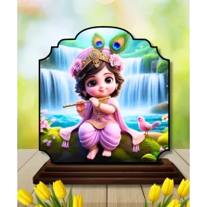 Car Dashboard/Table Top Lord Krishna Wooden Rectangle Photo Stand 3x4 Inches, Compact & Stylish Spiritual Display For Car, Home & Office (Pack Of 1) (F22347) Car Dashboard/Table Top Lord Krishna Wooden Rectangle Photo Stand 3x4 Inches, Compact & Stylish Spiritual Display For Car, Home & Office (Pack Of 1) (F22347)
