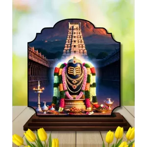 Car Dashboard/Table Top Jyothirlingam Wooden Rectangle Photo Stand  3x4 Inches, Compact & Stylish Spiritual Display For Car, Home & Office (Pack Of 1) (F22349)