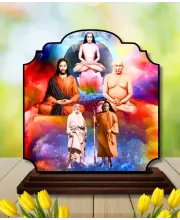 Car Dashboard/Table Top Spiritual Gurus Wooden Rectangle Photo Stand  3x4 Inches, Compact & Stylish Spiritual Display For Car, Home & Office (Pack Of 1) (F22350)