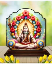 Car Dashboard/Table Top Lord Shiva Wooden Rectangle Photo Stand  3x4 Inches, Compact & Stylish Spiritual Display For Car, Home & Office (Pack Of 1) (F22353)