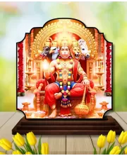 Car Dashboard/Table Top Lord Hanuman Wooden Rectangle Photo Stand  3x4 Inches, Compact & Stylish Spiritual Display For Car, Home & Office (Pack Of 1) (F22354)