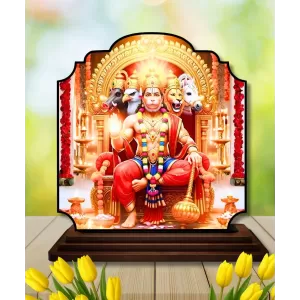 Car Dashboard/Table Top Lord Hanuman Wooden Rectangle Photo Stand  3x4 Inches, Compact & Stylish Spiritual Display For Car, Home & Office (Pack Of 1) (F22354)