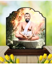 Car Dashboard/Table Top Ramakrishna Paramahamsa Wooden Rectangle Photo Stand  3x4 Inches, Compact & Stylish Spiritual Display For Car, Home & Office (Pack Of 1) (F22355)