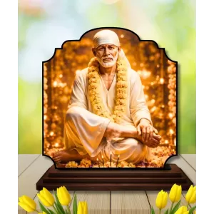 Car Dashboard/Table Top Lord Saibaba Wooden Rectangle Photo Stand 3x4 Inches, Compact & Stylish Spiritual Display For Car, Home & Office (Pack Of 1) (F22357) Car Dashboard/Table Top Lord Saibaba Wooden Rectangle Photo Stand 3x4 Inches, Compact & Stylish Spiritual Display For Car, Home & Office (Pack Of 1) (F22357)