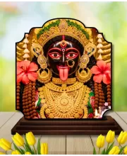 Car Dashboard/Table Top Kali Maa Wooden Rectangle Photo Stand  3x4 Inches, Compact & Stylish Spiritual Display For Car, Home & Office (Pack Of 1) (F22358)