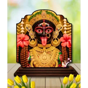 Car Dashboard/Table Top Kali Maa Wooden Rectangle Photo Stand  3x4 Inches, Compact & Stylish Spiritual Display For Car, Home & Office (Pack Of 1) (F22358)