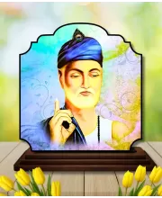 Car Dashboard/Table Top Gurunanak Wooden Rectangle Photo Stand  3x4 Inches, Compact & Stylish Spiritual Display For Car, Home & Office (Pack Of 1) (F22360)