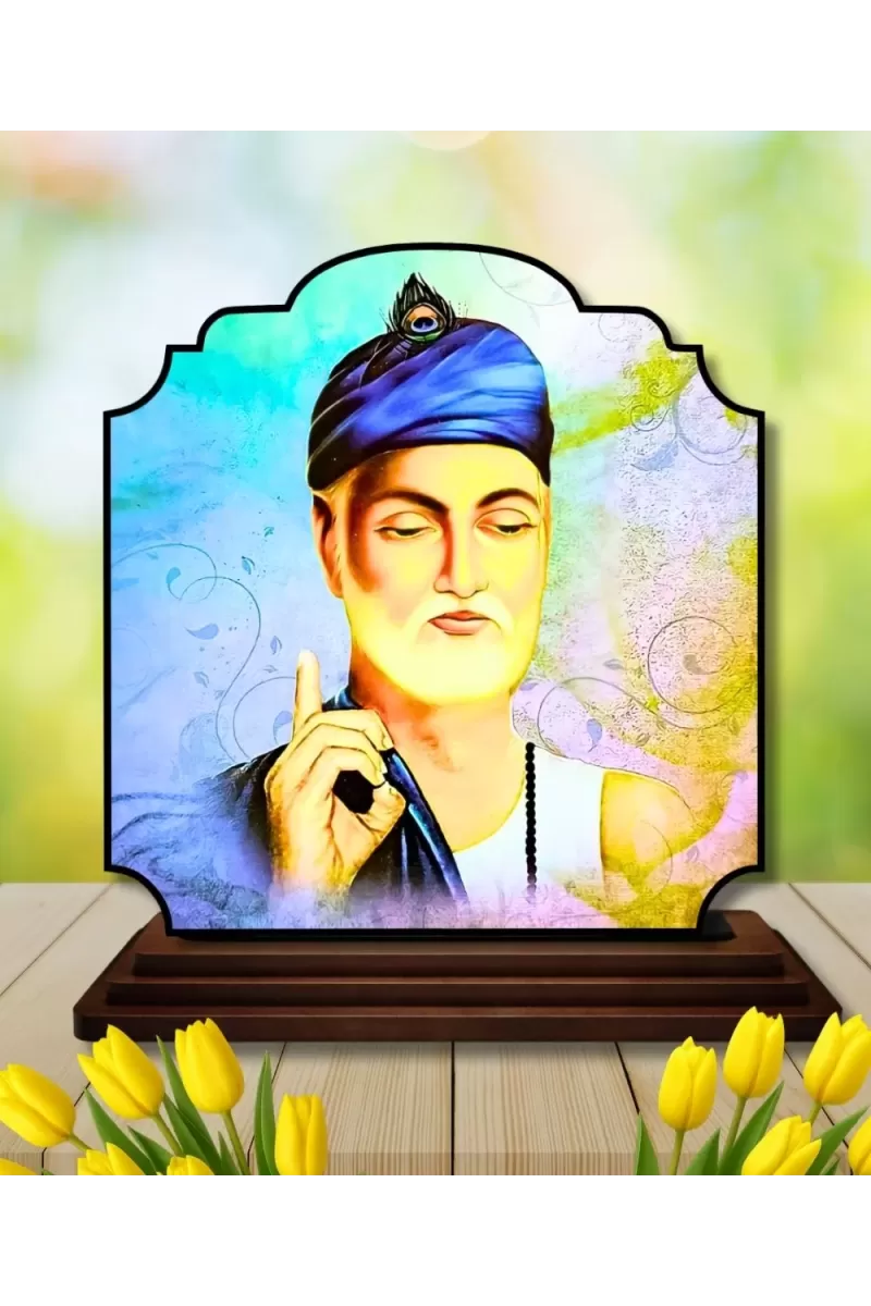Car Dashboard/Table Top Gurunanak Wooden Rectangle Photo Stand  3x4 Inches, Compact & Stylish Spiritual Display For Car, Home & Office (Pack Of 1) (F22360)