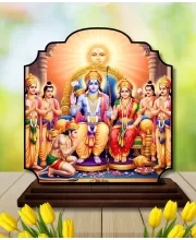 Car Dashboard/Table Top God Rama And Sita Darbar Wooden Rectangle Photo Stand  3x4 Inches, Compact & Stylish Spiritual Display For Car, Home & Office (Pack Of 1) (F22362)