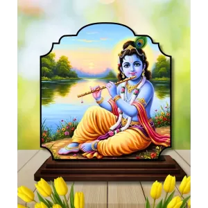 Car Dashboard/Table Top Lord Krishna Wooden Rectangle Photo Stand 3x4 Inches, Compact & Stylish Spiritual Display For Car, Home & Office (Pack Of 1) (F22365) Car Dashboard/Table Top Lord Krishna Wooden Rectangle Photo Stand 3x4 Inches, Compact & Stylish Spiritual Display For Car, Home & Office (Pack Of 1) (F22365)