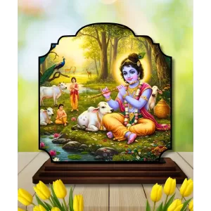 Car Dashboard/Table Top Lord Krishna Wooden Rectangle Photo Stand 3x4 Inches, Compact & Stylish Spiritual Display For Car, Home & Office (Pack Of 1) (F22366) Car Dashboard/Table Top Lord Krishna Wooden Rectangle Photo Stand 3x4 Inches, Compact & Stylish Spiritual Display For Car, Home & Office (Pack Of 1) (F22366)