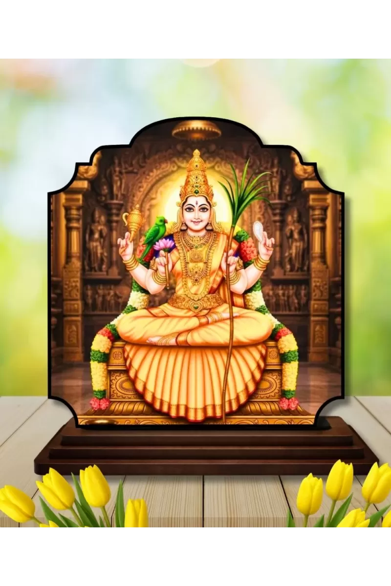 Car Dashboard/Table Top Gayathri Matha Wooden Rectangle Photo Stand  3x4 Inches, Compact & Stylish Spiritual Display For Car, Home & Office (Pack Of 1) (F22367)