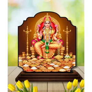 Car Dashboard/Table Top Goddess Lakshmi Wooden Rectangle Photo Stand  3x4 Inches, Compact & Stylish Spiritual Display For Car, Home & Office (Pack Of 1) (F22369)