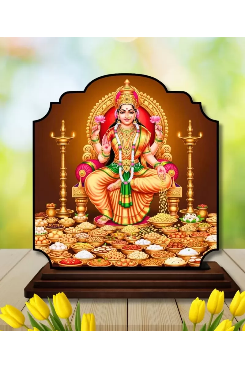 Car Dashboard/Table Top Goddess Lakshmi Wooden Rectangle Photo Stand  3x4 Inches, Compact & Stylish Spiritual Display For Car, Home & Office (Pack Of 1) (F22369)