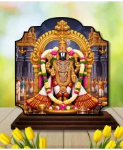Car Dashboard/Table Top Lord Balaji Wooden Rectangle Photo Stand  3x4 Inches, Compact & Stylish Spiritual Display For Car, Home & Office (Pack Of 1) (F22376)