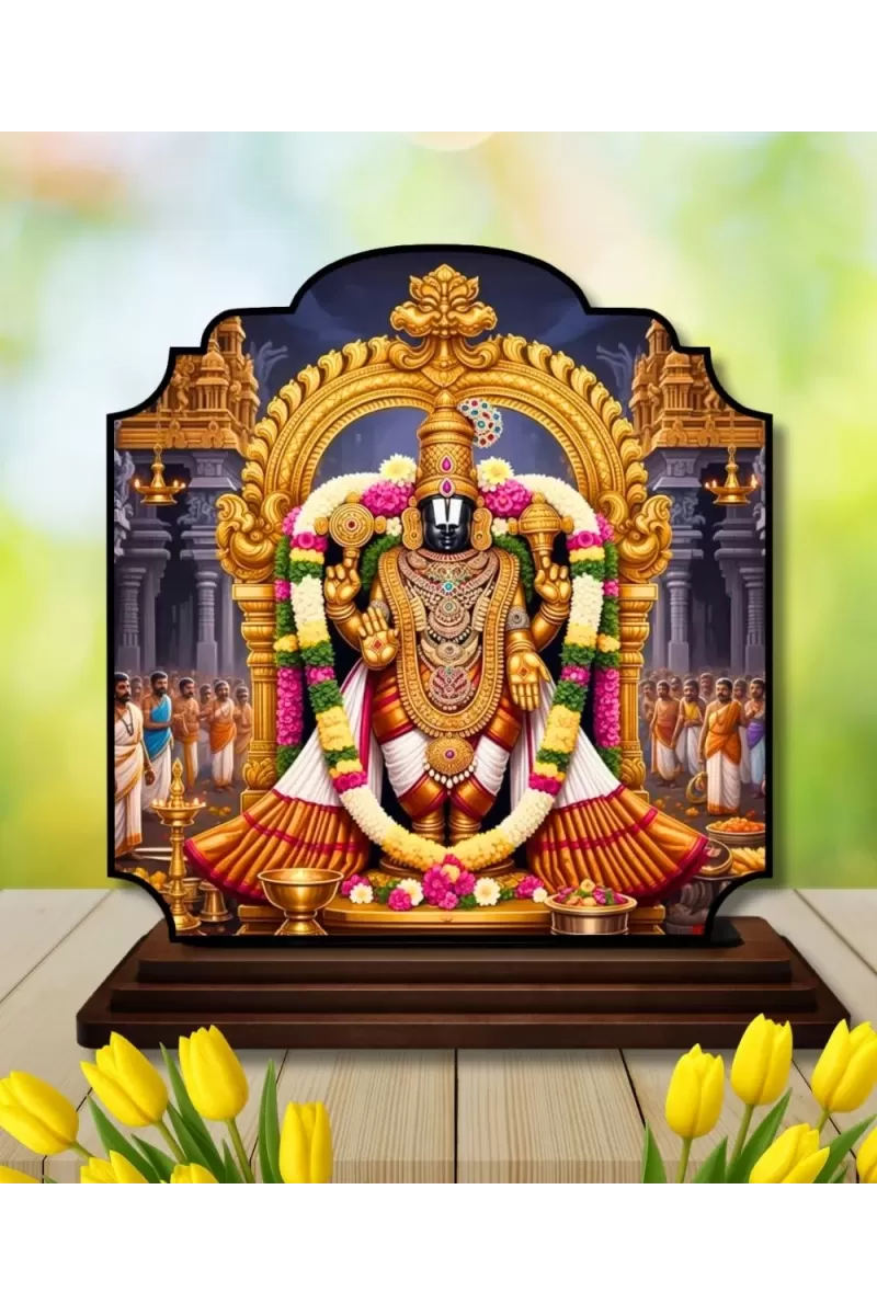 Car Dashboard/Table Top Lord Balaji Wooden Rectangle Photo Stand  3x4 Inches, Compact & Stylish Spiritual Display For Car, Home & Office (Pack Of 1) (F22376)