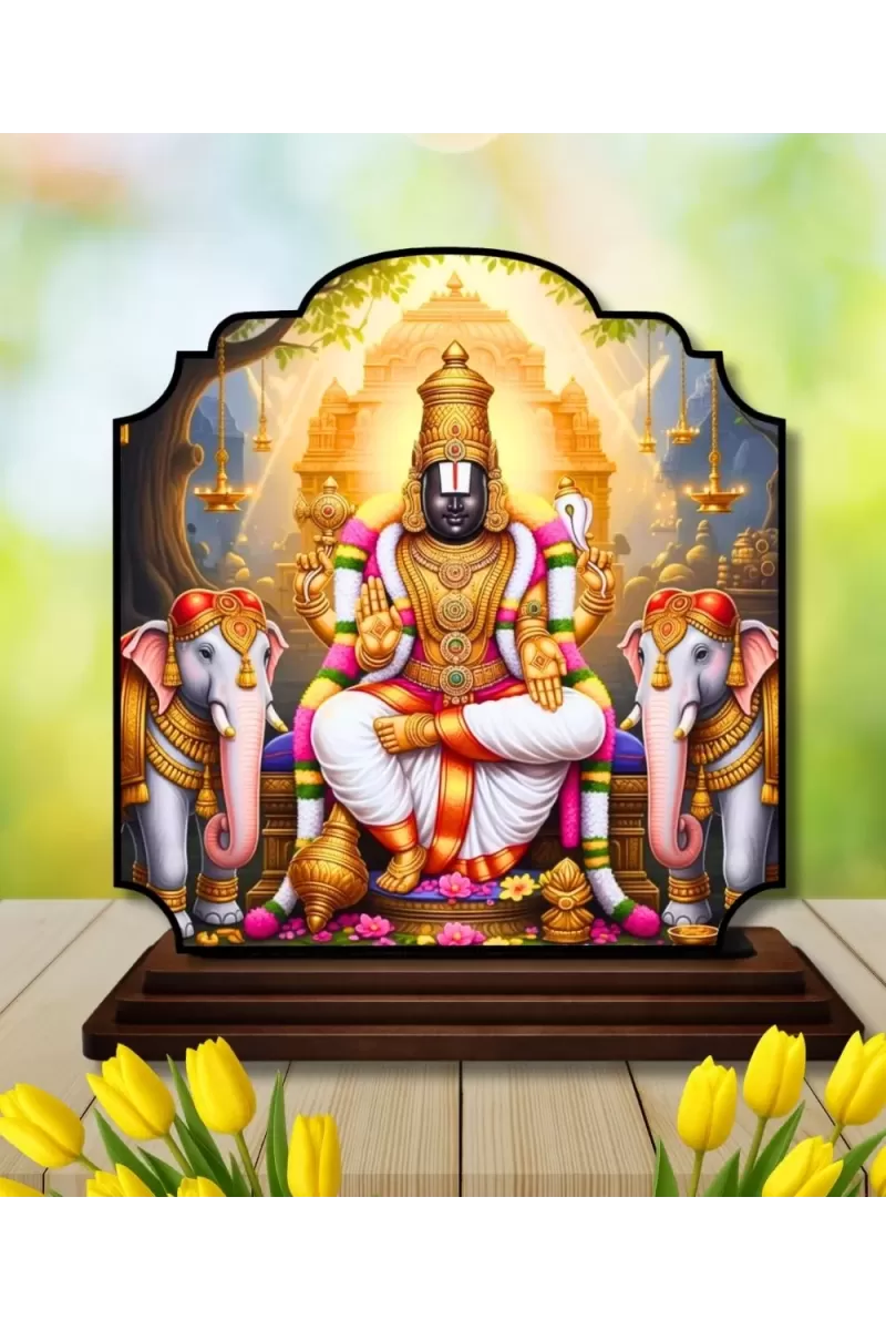 Car Dashboard/Table Top Lord Balaji Wooden Rectangle Photo Stand  3x4 Inches, Compact & Stylish Spiritual Display For Car, Home & Office (Pack Of 1) (F22377)
