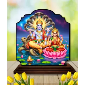 Car Dashboard/Table Top Lord Vishnu And Lakshmi Wooden Rectangle Photo Stand 3x4 Inches, Compact & Stylish Spiritual Display For Car, Home & Office (Pack Of 1) (F22379) Car Dashboard/Table Top Lord Vishnu And Lakshmi Wooden Rectangle Photo Stand 3x4 Inches, Compact & Stylish Spiritual Display For Car, Home & Office (Pack Of 1) (F22379)