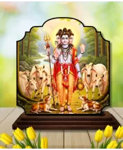 Car Dashboard/Table Top Lord Dattatreya Wooden Rectangle Photo Stand  3x4 Inches, Compact & Stylish Spiritual Display For Car, Home & Office (Pack Of 1) (F22380)