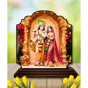 Car Dashboard/Table Top Radha Krishna Wooden Rectangle Photo Stand 3x4 Inches, Compact & Stylish Spiritual Display For Car, Home & Office (Pack Of 1) (F22382) Car Dashboard/Table Top Radha Krishna Wooden Rectangle Photo Stand 3x4 Inches, Compact & Stylish Spiritual Display For Car, Home & Office (Pack Of 1) (F22382)