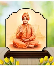 Car Dashboard/Table Top Swami Vivekananda Wooden Rectangle Photo Stand  3x4 Inches, Compact & Stylish Spiritual Display For Car, Home & Office (Pack Of 1) (F22439)
