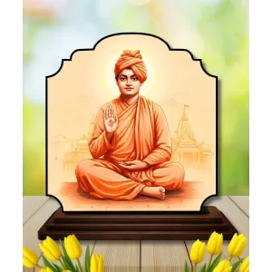 Car Dashboard/Table Top Swami Vivekananda Wooden Rectangle Photo Stand 3x4 Inches, Compact & Stylish Spiritual Display For Car, Home & Office (Pack Of 1) (F22439) Car Dashboard/Table Top Swami Vivekananda Wooden Rectangle Photo Stand 3x4 Inches, Compact & Stylish Spiritual Display For Car, Home & Office (Pack Of 1) (F22439)