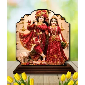 Car Dashboard/Table Top Radha Krishna Wooden Rectangle Photo Stand 3x4 Inches, Compact & Stylish Spiritual Display For Car, Home & Office (Pack Of 1) (F22422) Car Dashboard/Table Top Radha Krishna Wooden Rectangle Photo Stand 3x4 Inches, Compact & Stylish Spiritual Display For Car, Home & Office (Pack Of 1) (F22422)