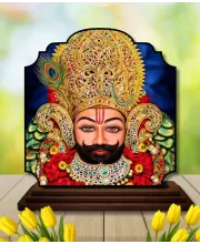 Car Dashboard/Table Top Khatu Shyam Wooden Rectangle Photo Stand  3x4 Inches, Compact & Stylish Spiritual Display For Car, Home & Office (Pack Of 1) (F22423)