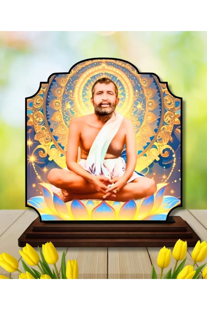 Car Dashboard/Table Top Ramakrishna Paramahamsa Wooden Rectangle Photo Stand  3x4 Inches, Compact & Stylish Spiritual Display For Car, Home & Office (Pack Of 1) (F22427)