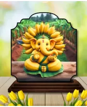 Car Dashboard/Table Top Lord Ganesha Wooden Rectangle Photo Stand  3x4 Inches, Compact & Stylish Spiritual Display For Car, Home & Office (Pack Of 1) (F22429)