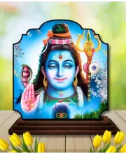 Car Dashboard/Table Top Lord Shiva Wooden Rectangle Photo Stand  3x4 Inches, Compact & Stylish Spiritual Display For Car, Home & Office (Pack Of 1) (F22434)