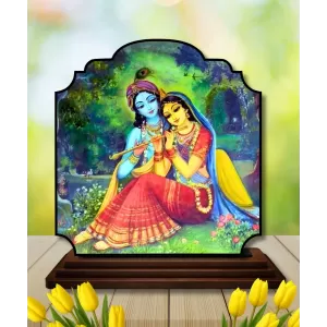 Car Dashboard/Table Top Radha Krishna Wooden Rectangle Photo Stand 3x4 Inches, Compact & Stylish Spiritual Display For Car, Home & Office (Pack Of 1) (F22435) Car Dashboard/Table Top Radha Krishna Wooden Rectangle Photo Stand 3x4 Inches, Compact & Stylish Spiritual Display For Car, Home & Office (Pack Of 1) (F22435)