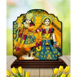 Car Dashboard/Table Top Radha Krishna Wooden Rectangle Photo Stand 3x4 Inches, Compact & Stylish Spiritual Display For Car, Home & Office (Pack Of 1) (F22436) Car Dashboard/Table Top Radha Krishna Wooden Rectangle Photo Stand 3x4 Inches, Compact & Stylish Spiritual Display For Car, Home & Office (Pack Of 1) (F22436)