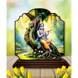 Car Dashboard/Table Top Lord Krishna Wooden Rectangle Photo Stand 3x4 Inches, Compact & Stylish Spiritual Display For Car, Home & Office (Pack Of 1) (F22443) Car Dashboard/Table Top Lord Krishna Wooden Rectangle Photo Stand 3x4 Inches, Compact & Stylish Spiritual Display For Car, Home & Office (Pack Of 1) (F22443)