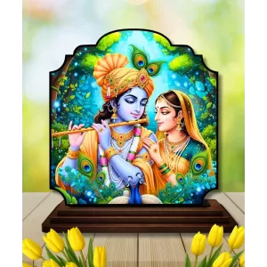 Car Dashboard/Table Top Radha Krishna Wooden Rectangle Photo Stand 3x4 Inches, Compact & Stylish Spiritual Display For Car, Home & Office (Pack Of 1) (F22444) Car Dashboard/Table Top Radha Krishna Wooden Rectangle Photo Stand 3x4 Inches, Compact & Stylish Spiritual Display For Car, Home & Office (Pack Of 1) (F22444)