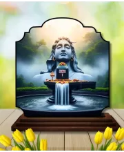 Car Dashboard/Table Top Lord Shiva Wooden Rectangle Photo Stand  3x4 Inches, Compact & Stylish Spiritual Display For Car, Home & Office (Pack Of 1) (F22446)