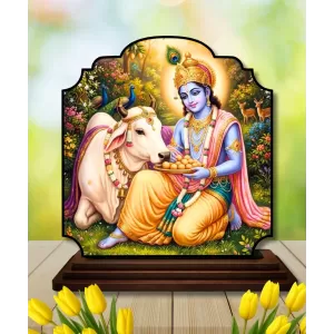 Car Dashboard/Table Top Lord Krishna Wooden Rectangle Photo Stand 3x4 Inches, Compact & Stylish Spiritual Display For Car, Home & Office (Pack Of 1) (F22447) Car Dashboard/Table Top Lord Krishna Wooden Rectangle Photo Stand 3x4 Inches, Compact & Stylish Spiritual Display For Car, Home & Office (Pack Of 1) (F22447)